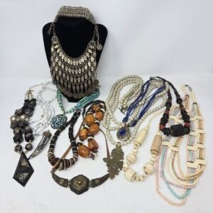 Ethnic & Tribal Afghan Turish Tibetan Necklace Lot Spiny Oyster Heishi Lapis